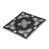 Viersterne-Quadrat Schwarz-weiße Holzkohle Fliese (Seite)