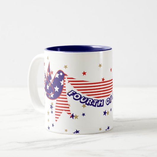 Vierte 4. Juli Kaffeepuppe Zweifarbige Tasse (Vorderseite Links)