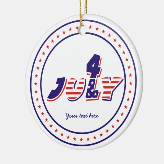 Vierte 4. Juli Rot-Blau-Text-Design Ornament (Links)