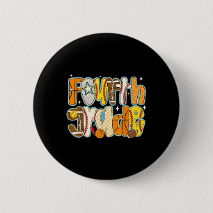 Vierte 4. Klasse Junge Baseball Basketball Fußball Button
