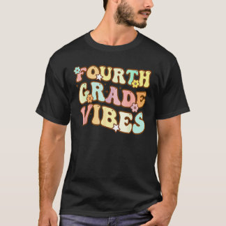 Vierte 4. Klasse Vibes Retro Lehrer Schüler Rückse T-Shirt