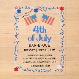 Vierte amerikanische Flag GRILLEN Fireworks Acryleinladungen