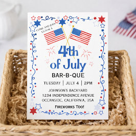 Vierte amerikanische Flag GRILLEN Fireworks Feiertagspostkarte