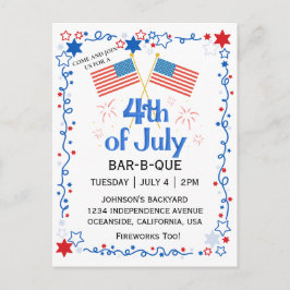 Vierte amerikanische Flag GRILLEN Fireworks Feiertagspostkarte