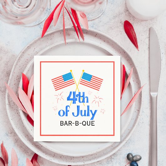 Vierte amerikanische Flagge Feuerwerk Juli Serviette