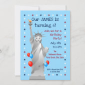 Vierte Geburtstagsjunge Party Einladung Juli (Vorderseite)