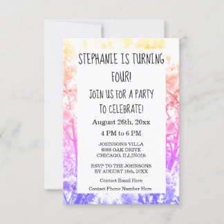 Vierte Geburtstagspartei Individuelle Name Pink Fl Einladung