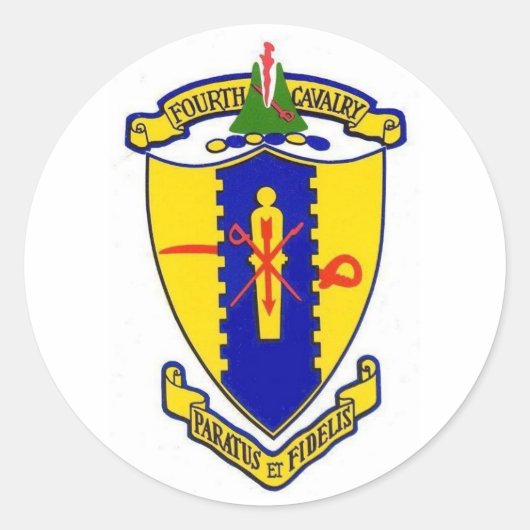 Vierte Kavallerie Runder Aufkleber (Vorderseite)