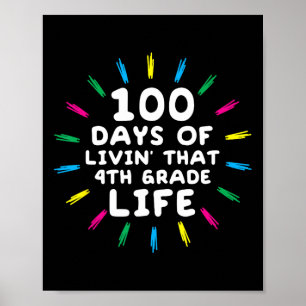 Vierte Klasse 4. Klasse 100 Tage Schule Poster