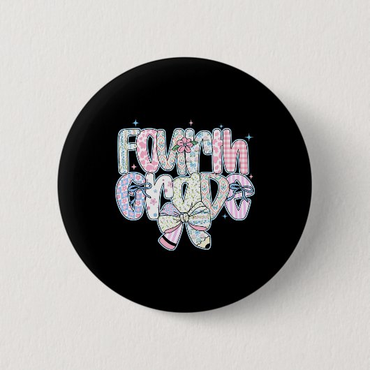 Vierte Klasse Ck Zur Schule Coquette Preppy Bleist Button (Vorderseite)