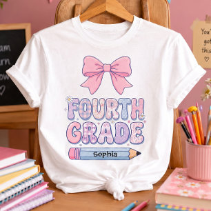 Vierte Klasse Coquette Schleife Mädchen Benutzerde T-Shirt