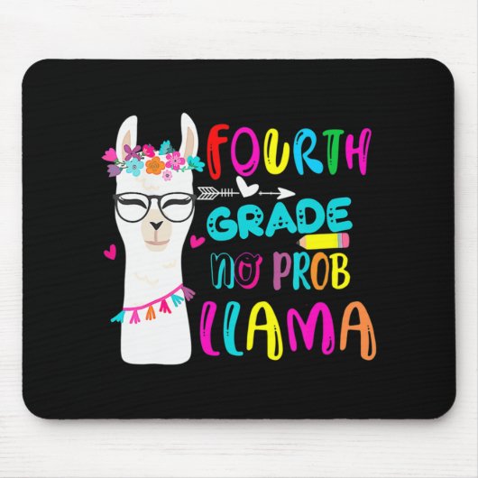 Vierte Klasse kein Prob Llama Lehrer Student zurüc Mousepad (Vorne)