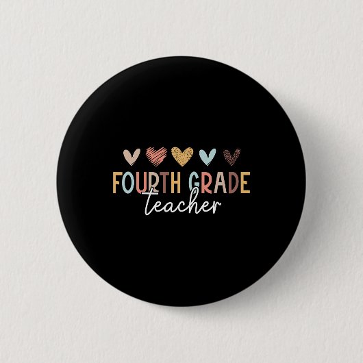 Vierte Klasse Lehrer Erster Schultag zurück Button (Vorderseite)