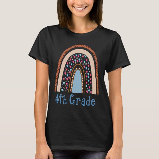 Vierte Klasse Lehrer Schüler Rainbow Back Sch T-Shirt (Vorderseite)