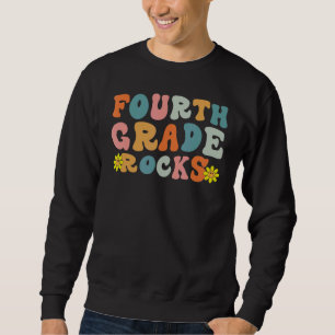 Vierte Klasse Rocks zurück zur Schule Retro Lehrer Sweatshirt