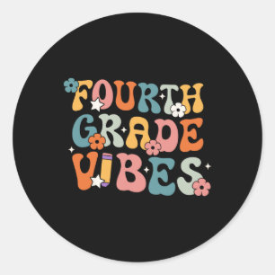 Vierte Klasse Vibes Byck zu Schule Retro 4. Klasse Runder Aufkleber