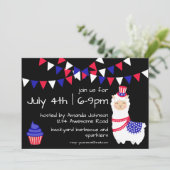 Vierte Llama-Party Einladung Juli (Stehend Vorderseite)