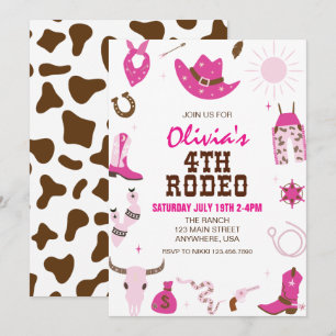 Vierte Rodeo Hot Pink Western 4. Geburtstag Einladung