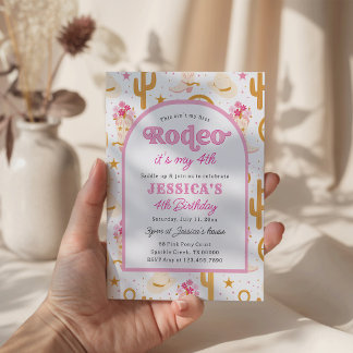 Vierte Rodeo Pink Cowgirl 4. Geburtstag Einladung