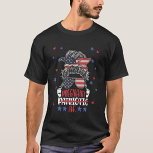 Vierte Schwangerschaft Patriotisches AF Funny Preg T-Shirt