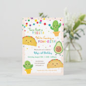 Vierte Taco-Einladung zum Vierten Geburtstag - Vie Einladung (Stehend Vorderseite)