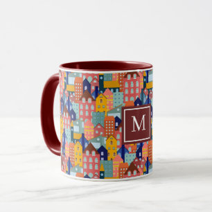 Viertel Block Stadt Häuser Muster Tasse