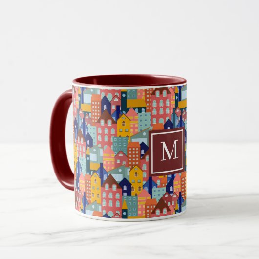 Viertel Block Stadt Häuser Muster Tasse (Vorderseite Links)