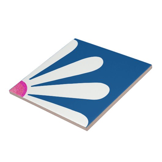 Viertel weiß dunkel, rosa Mitte blau auf Lapis Fliese (Seite)