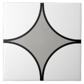 Viertelkreismuster Schwarz/Weiß und Grau Fliese (Vorderseite)