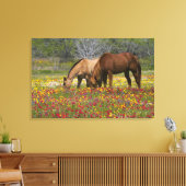 Viertelpferd im Feld der Wildblumen bei Cuero Leinwanddruck (Insitu (Wohnzimmer))