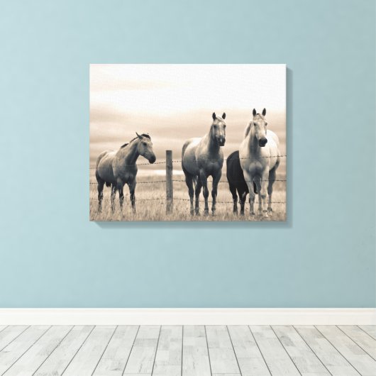 Viertelpferde auf der kanadischen Prärie Leinwanddruck (Insitu (Holzboden))