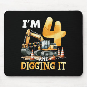 Vierter 4. Geburtstag Baujunge 4 Jahre alt Mousepad