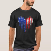 Vierter 4. Juli Hund Paw Heart American Flag Pat T-Shirt (Vorderseite)