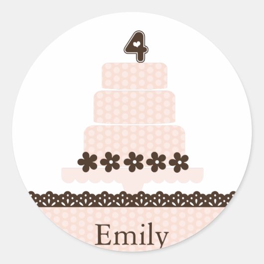 Vierter Geburtstag Cupcake Topper/Sticker Runder Aufkleber (Vorderseite)