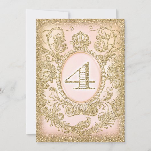 Vierter Geburtstag einmal auf Zeitprinzessin Einladung (Vorderseite)