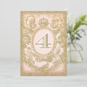 Vierter Geburtstag einmal auf Zeitprinzessin Einladung (Stehend Vorderseite)