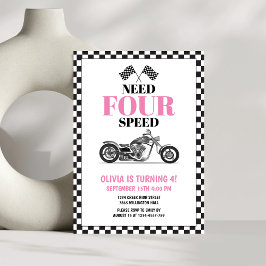 Vierter Geburtstag: Need Four Speed Pink Heavy Bik Einladung