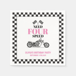 Vierter Geburtstag: Need Four Speed Pink Heavy Bik Serviette