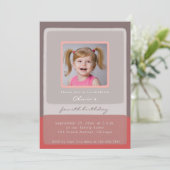 Vierter Geburtstag pink Einladung Mädchen Foto (Stehend Vorderseite)
