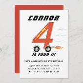 Vierter Geburtstagsfeier: Einladung von vier Rennw (Vorne/Hinten)