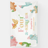 Vierter Geburtstagspartei A-Saurus Dinosaur Banner (Vertikal)
