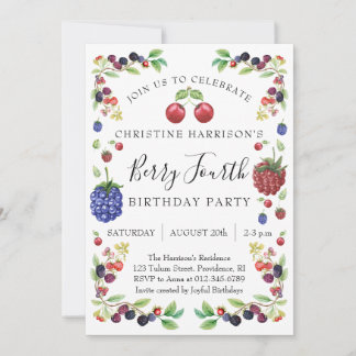 Vierter Geburtstagsparty für Mädchen Berry Einladung