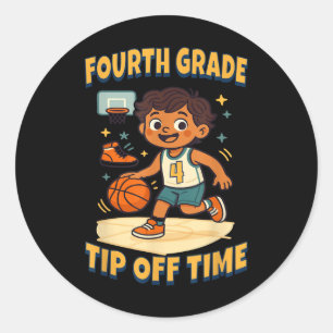 Vierter Grad Basketball Tipp Off Game Day Vibes Runder Aufkleber