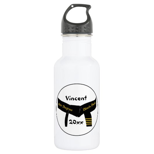 Vierter Grad schwarzer Gürtel Edelstahlflasche (Vorderseite)