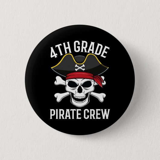 Vierter Grade Pirate Crew Halloween Kostümstudent  Button (Vorderseite)