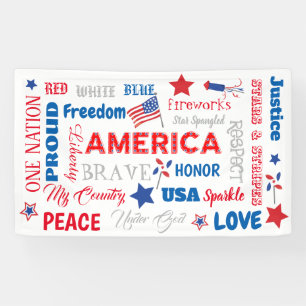 Vierter Juli Amerika USA Wörter Personalisierter T Banner