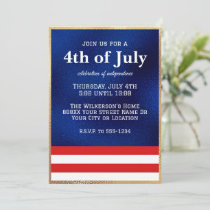 Vierter Juli Amerikanische Flagge auf blauem Folie Einladung