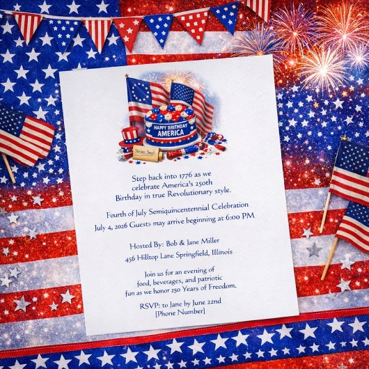Vierter Juli, Amerikas 250-Jahr-Feier Flyer