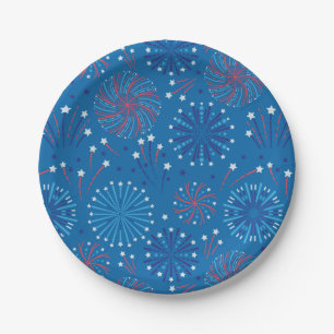Vierter Juli Feuerwerk Pappteller