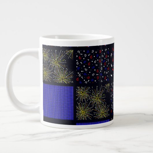Vierter Juli-Patchwork-Muster - 4. Juli Jumbo-Tasse (Links)